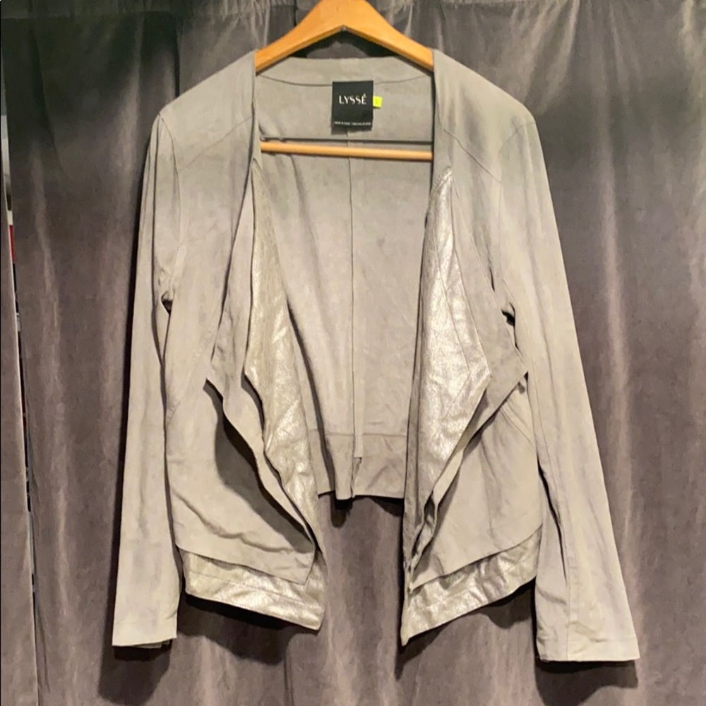 Lysse Grey Suede and Silver Leather-lined Drape